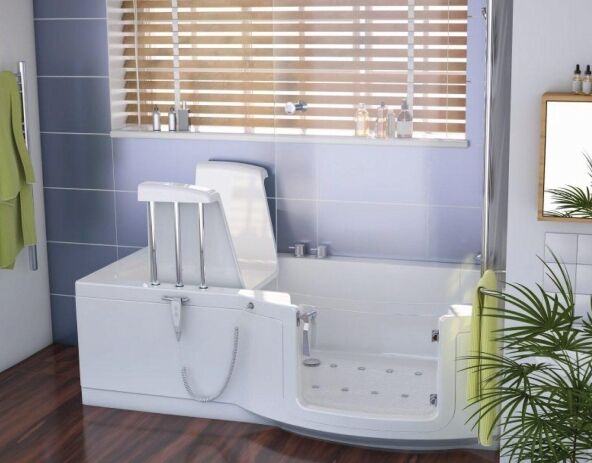Congham slimline walk-in bath shown with optional safety and comfort upgrades