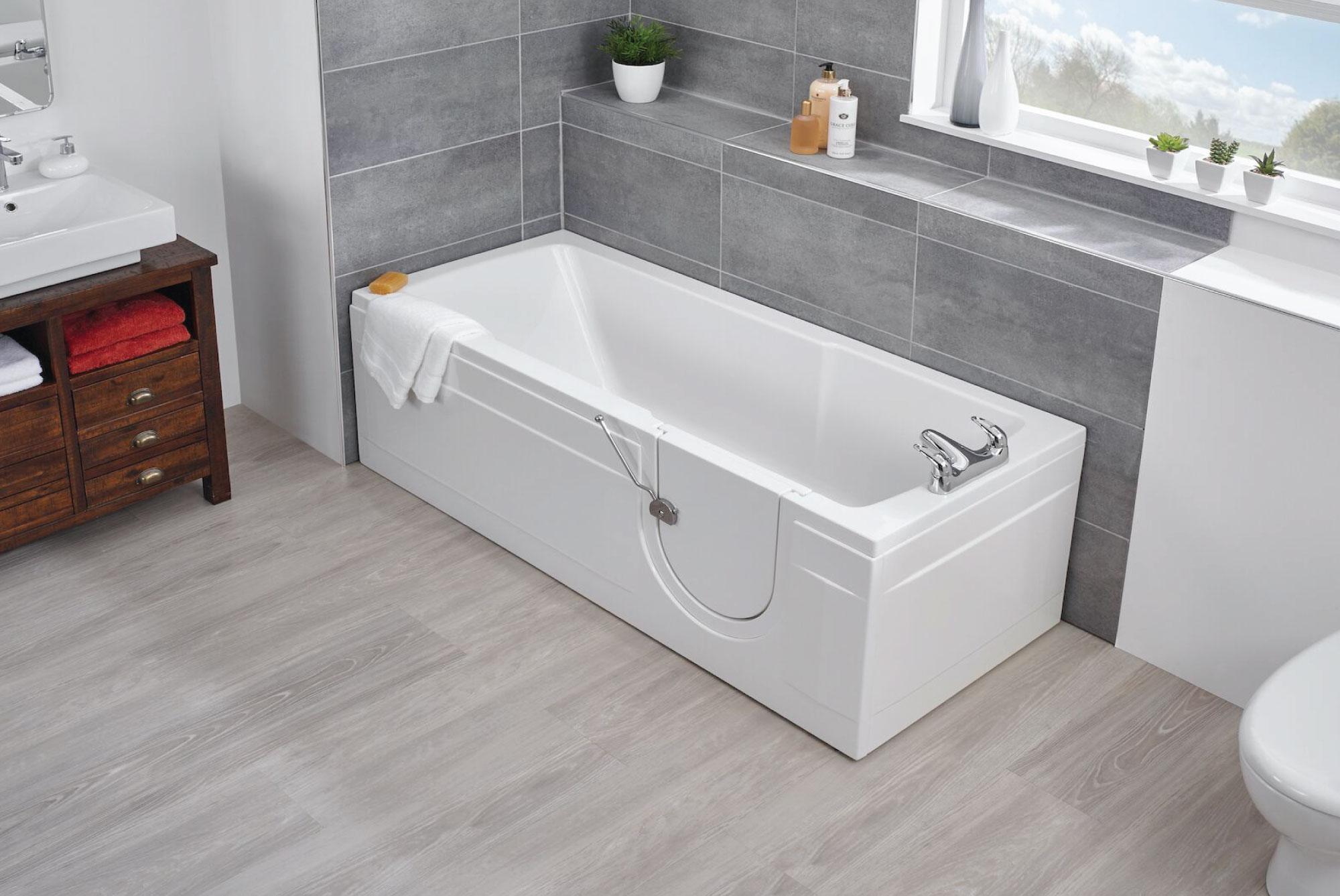 Runcton full-length walk-in bath with exceptionally low threshold entry.