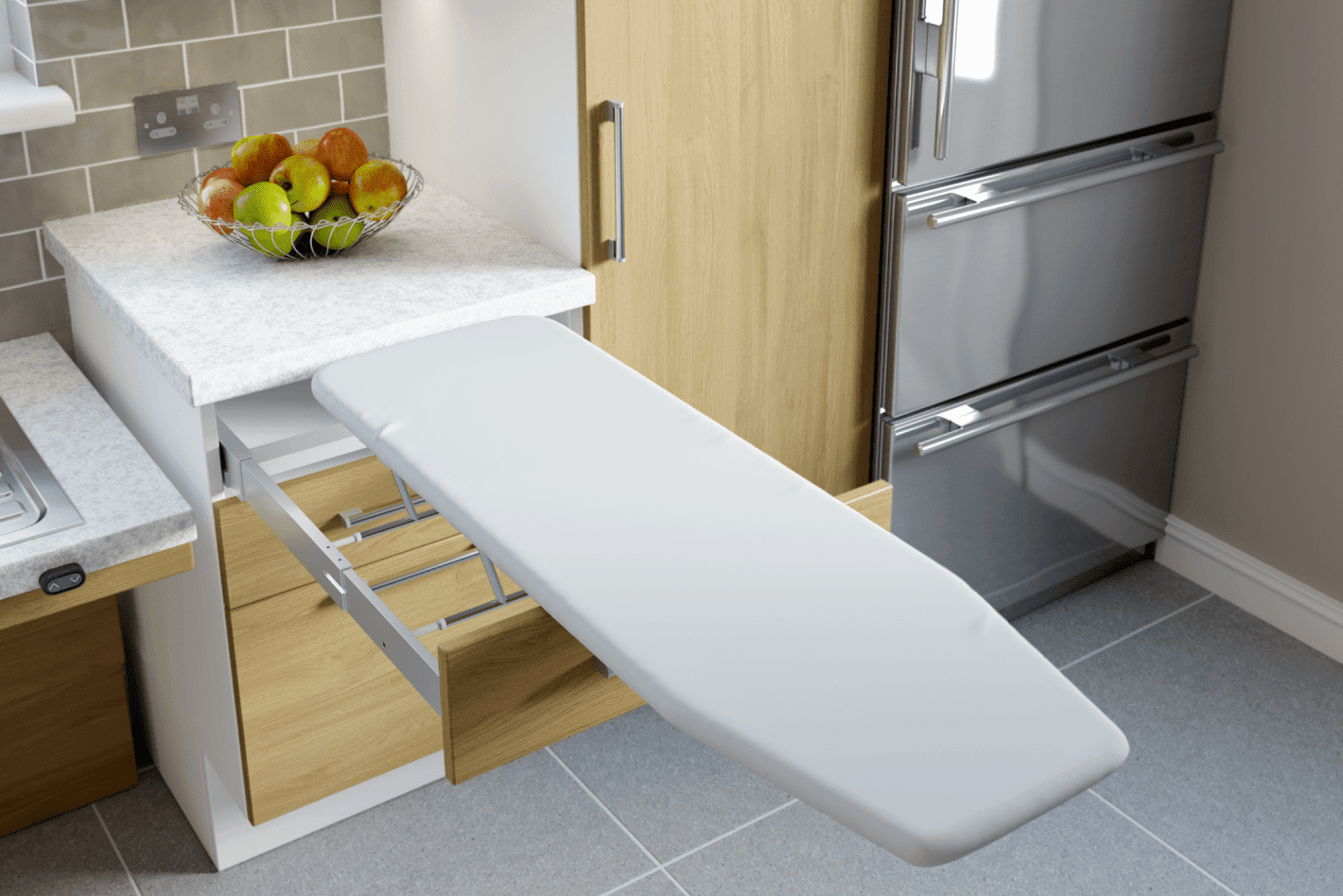 Accessible kitchen with built-in appliances chosen from a customer wish list