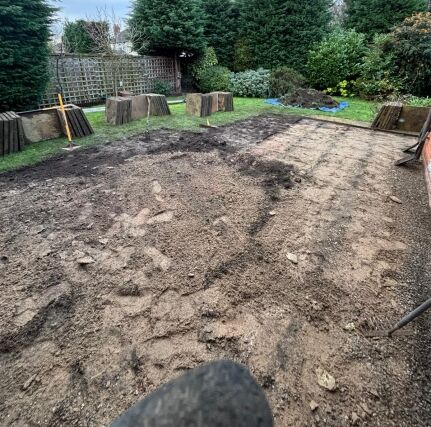 Theo’s garden before the accessible decking was built