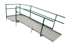 Modular wheelchair access ramp with handrails for a home entrance