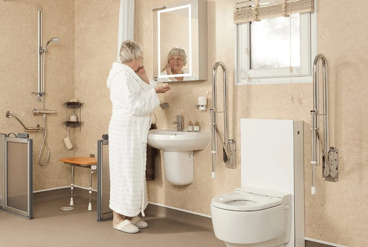 Small accessible wet room installed by EA Mobility