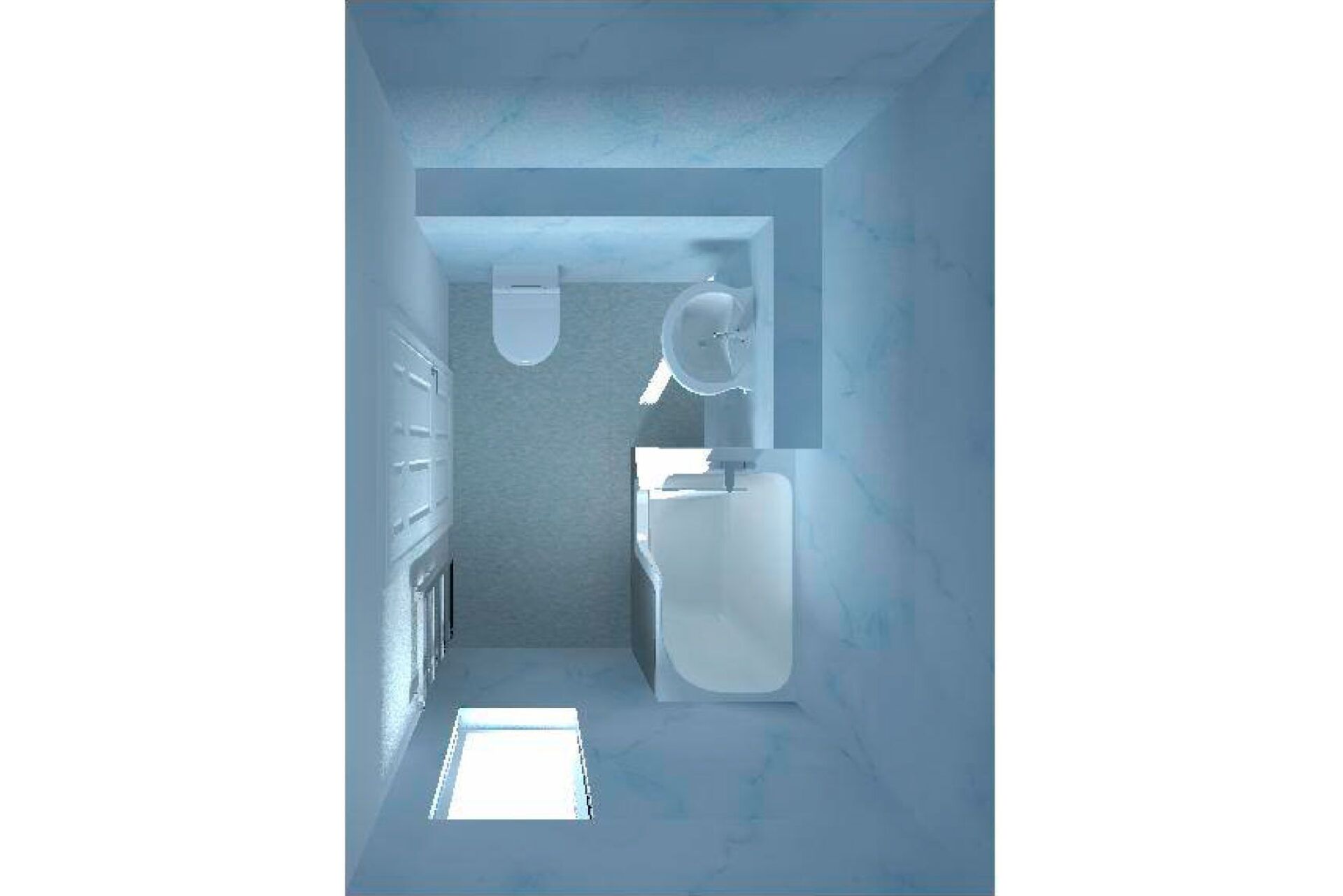 Burnham Walk-In Bath with Blue Marble wall panels installed by EA Mobility for Mr and Mrs Craig Treeby