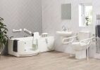 Walk-in bath with easy-access door and seat