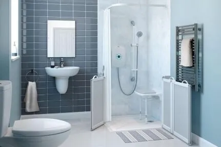 Level access shower installed by EA Mobility