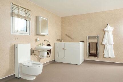 Torino compact walk-in bath with deep soak seating and space-saving design.