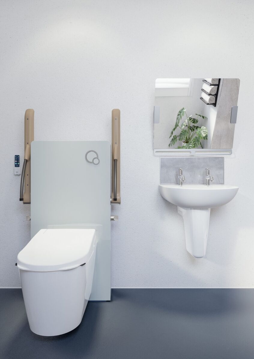Luxury Geberit shower toilet in accessible wet room