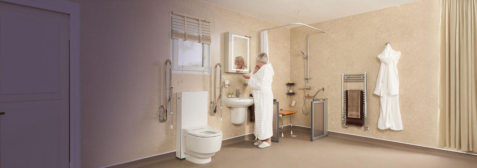 Accessible toilet and washbasin installed by EA Mobility