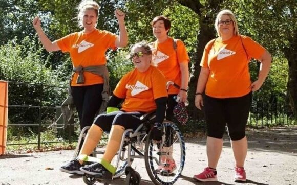 MS Society community members taking part in a fundraising walk.