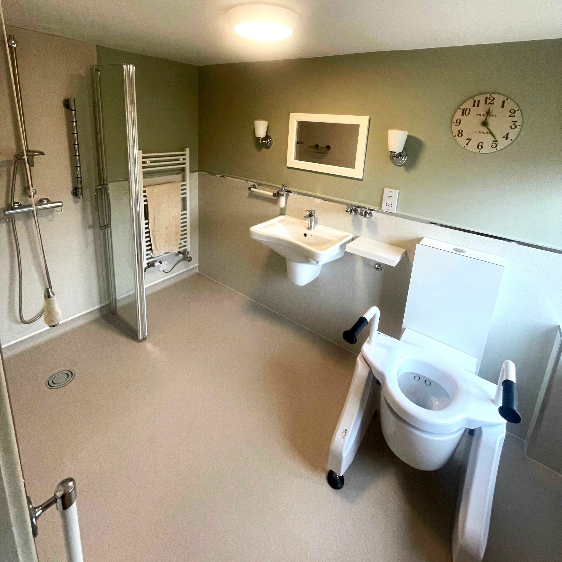 Andrew’s adapted level-access wet room after installation by EA Mobility