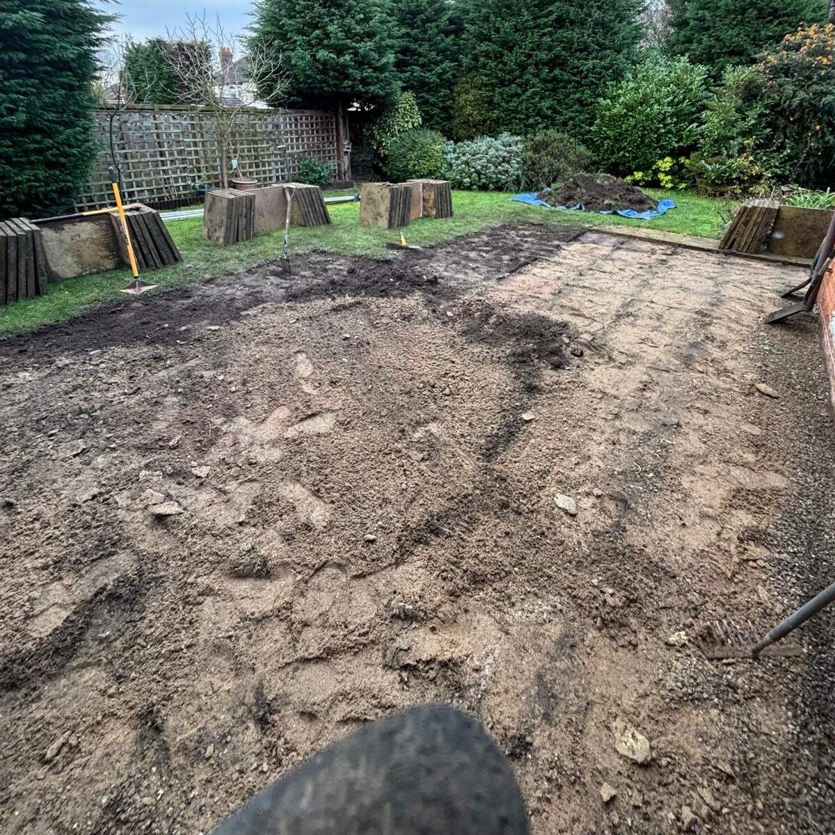Theo’s garden before the accessible decking was built