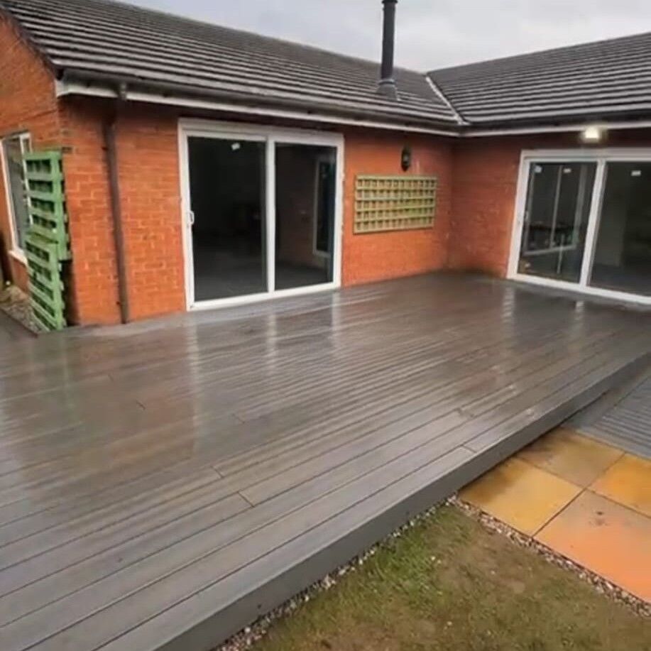 Theo’s new accessible decking area after the EA Mobility adaptation