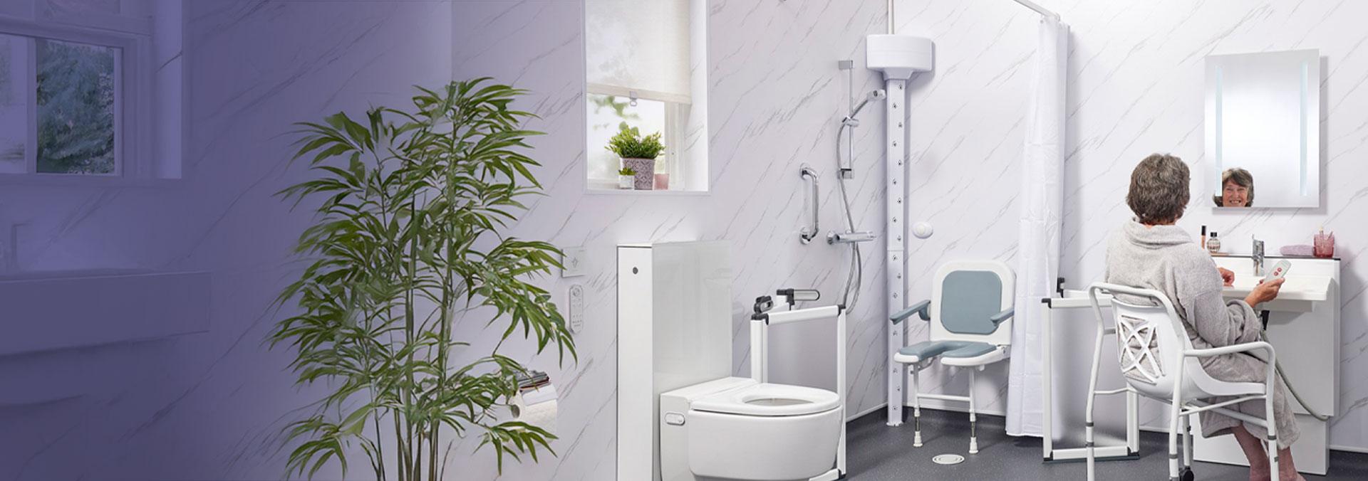Wall-mounted full body dryer installed by EA Mobility