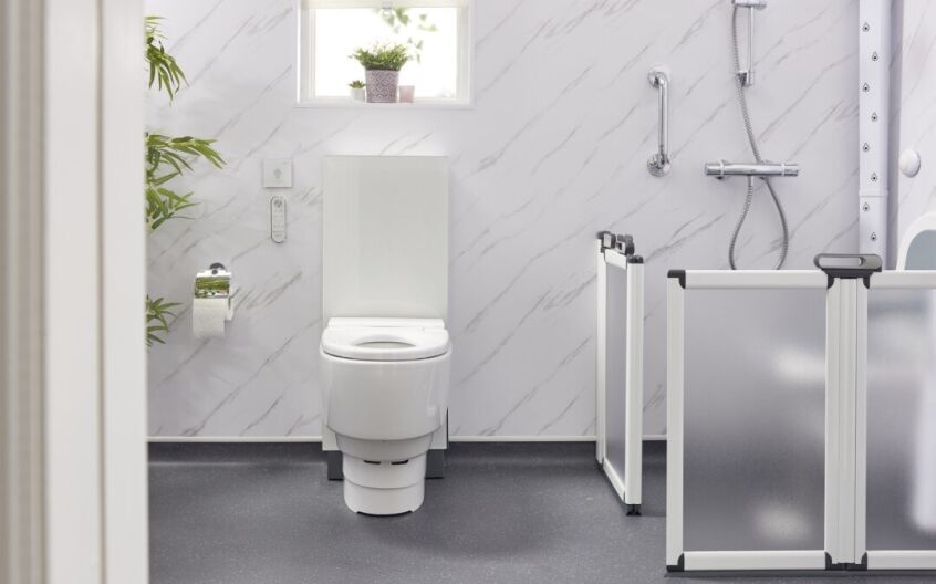 Luxury Geberit shower toilet in accessible wet room