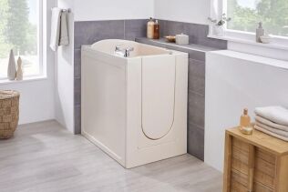 Gayton mini walk-in bath showcasing additional accessibility features and customizable options.