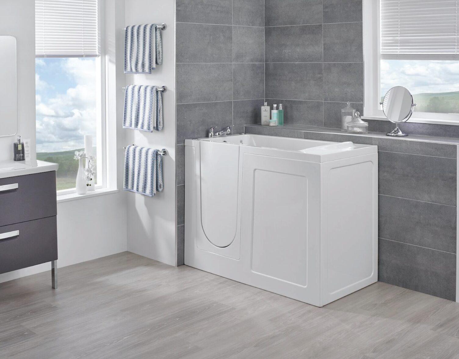 Sandringham high-seat walk-in bath shown with optional comfort upgrades