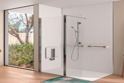 Reinforced wet room floor for manual and powered wheelchairs