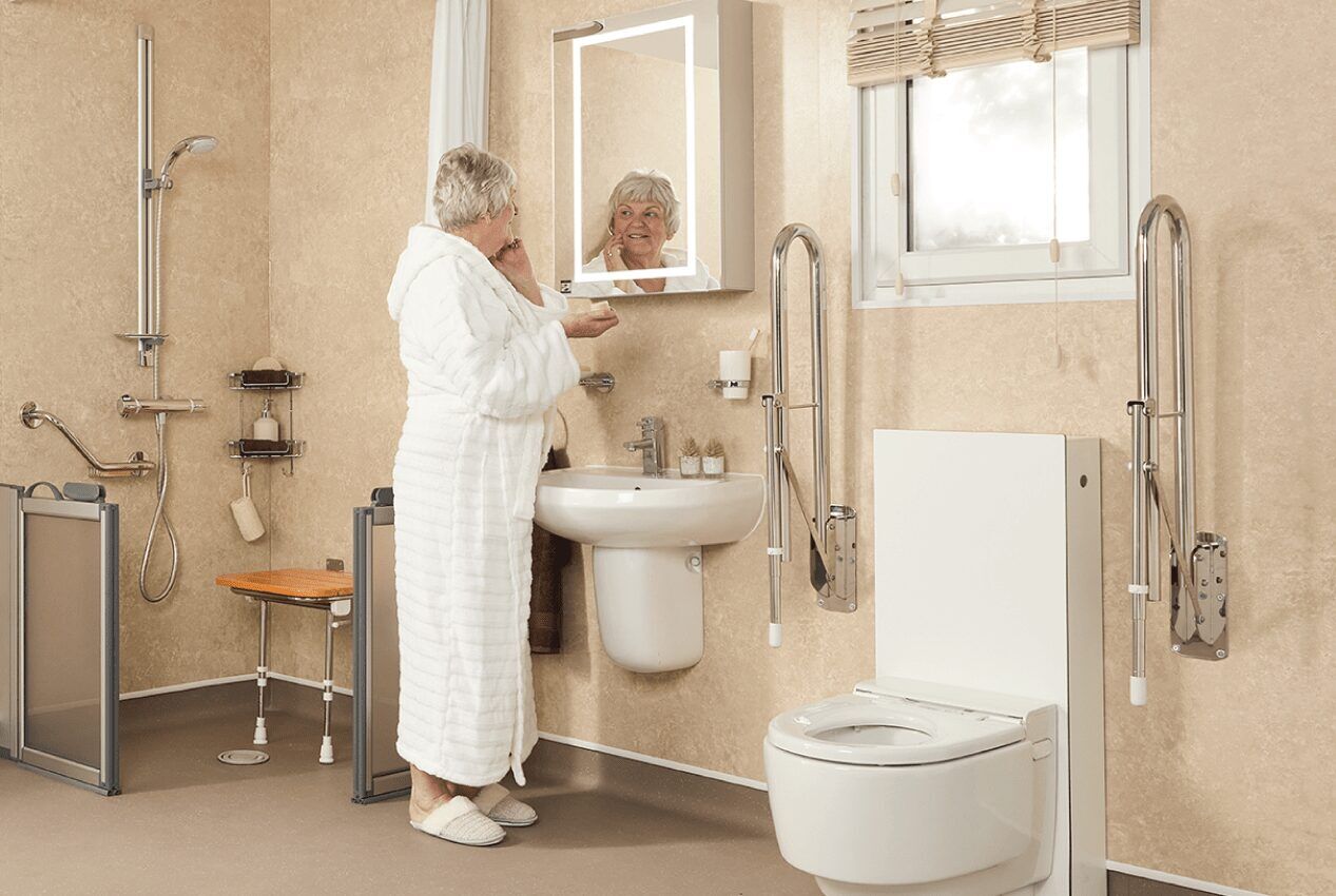 Small accessible wet room installed by EA Mobility