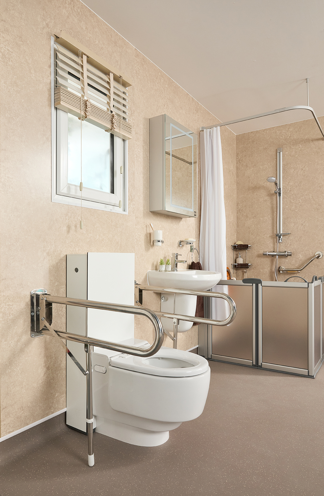 vertical Grab Rails next to toilets