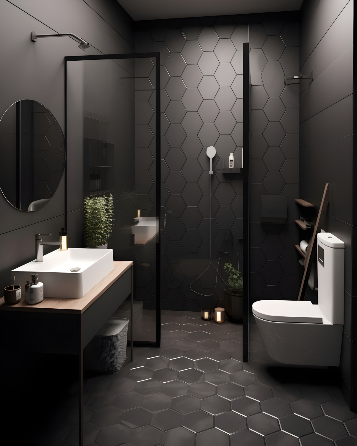 Sleek Black Wet Room