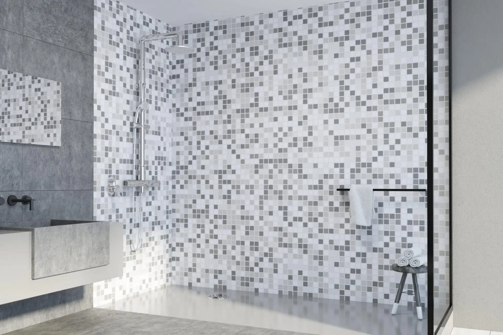 Vibrant Mosaic Tile Wet Room