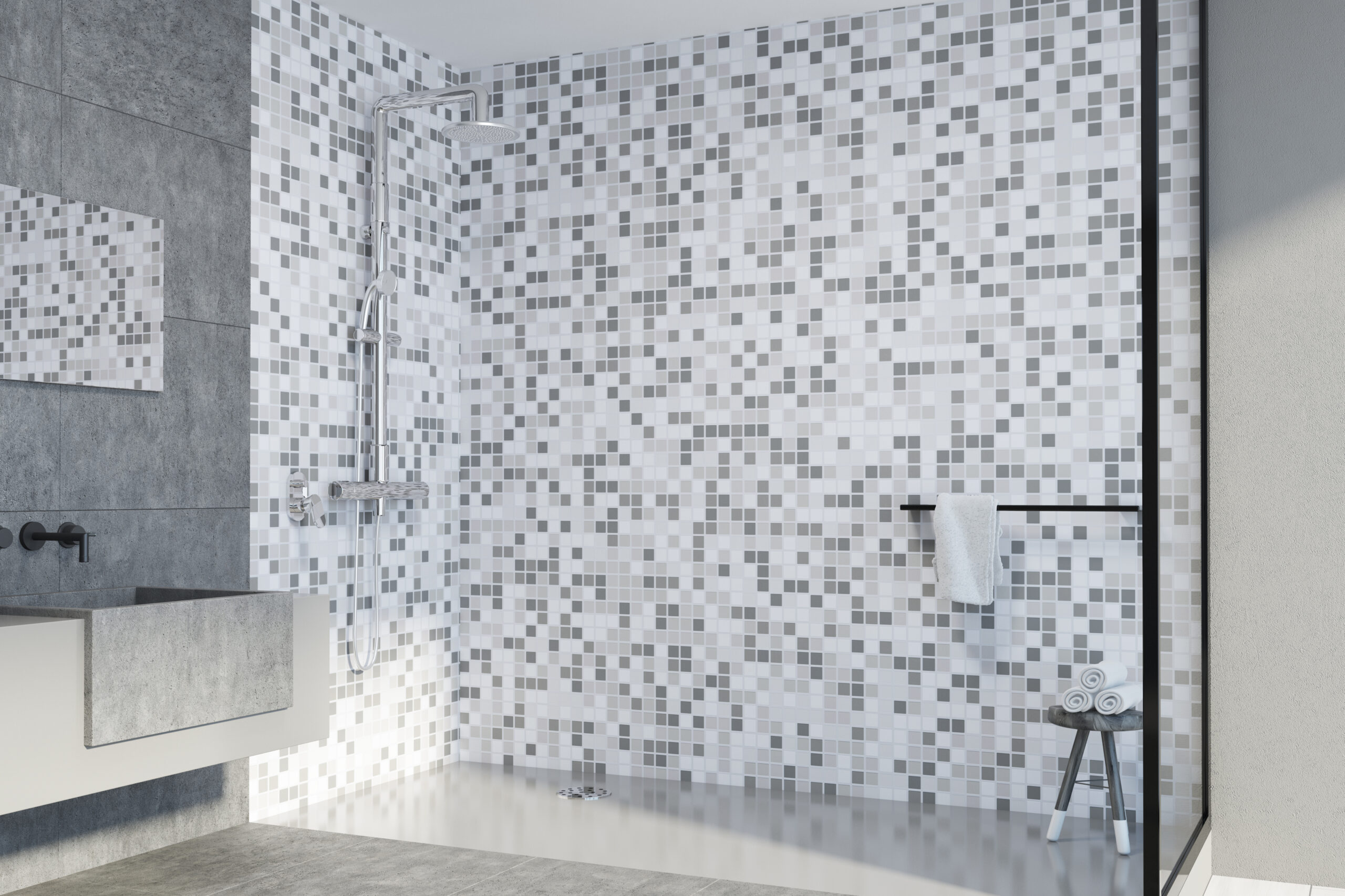 Vibrant Mosaic Tile Wet Room