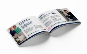 A professionally designed perfect binding brochure from EA Mobility, showcasing our range of mobility solutions, home adaptations, and services.