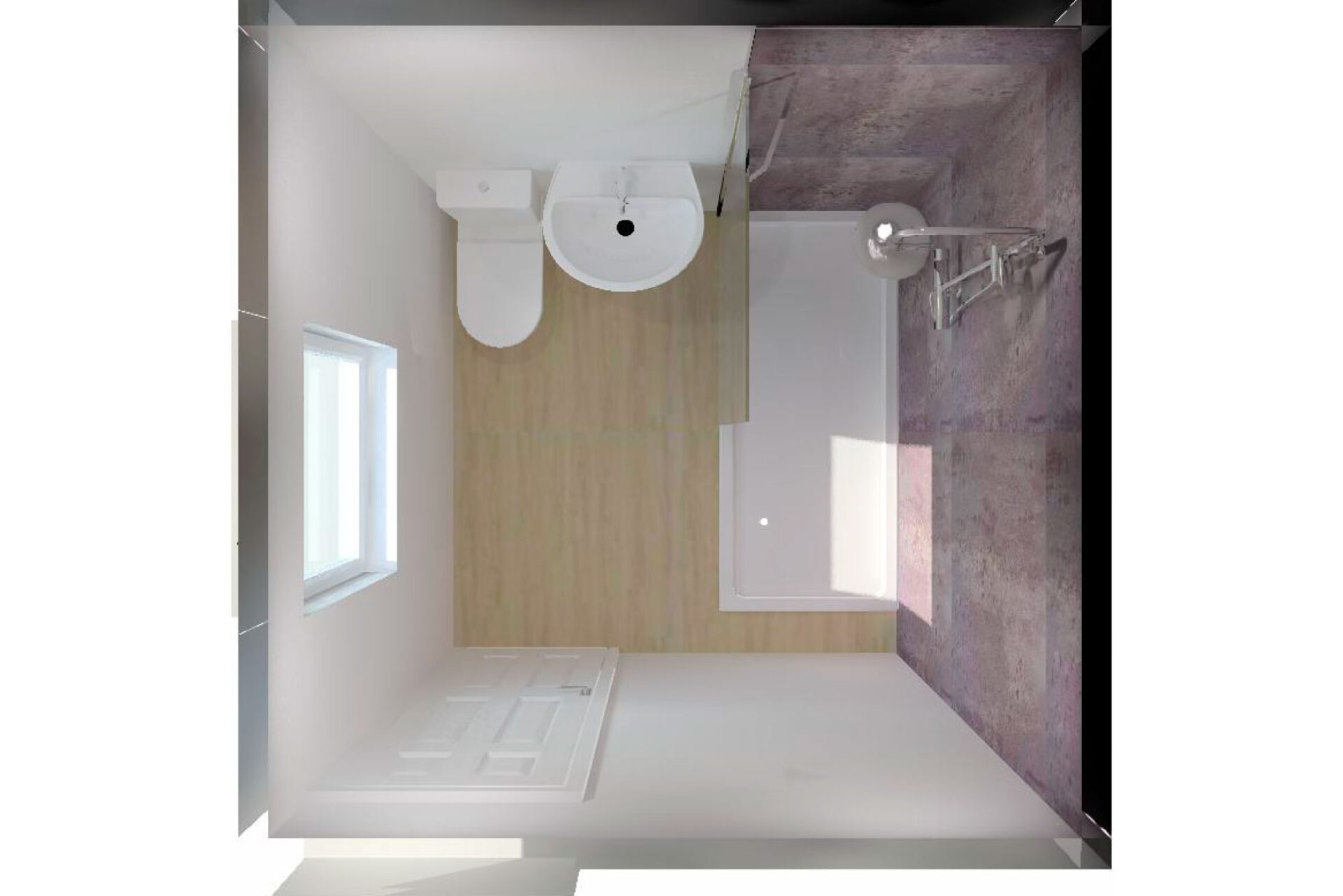 Sue-Hendy Stylish wet room featuring accessible design for mobility needs.